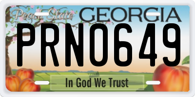 GA license plate PRN0649