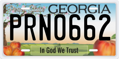 GA license plate PRN0662