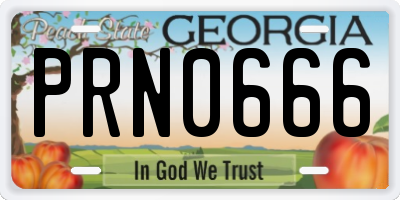 GA license plate PRN0666