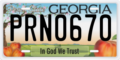 GA license plate PRN0670