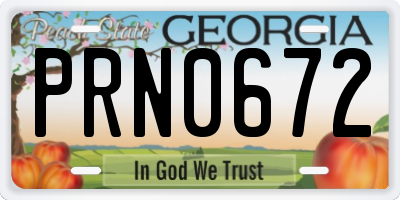 GA license plate PRN0672