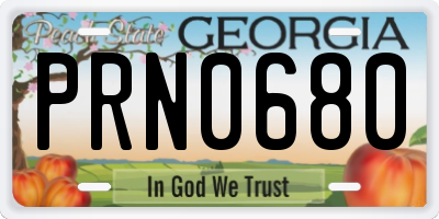 GA license plate PRN0680