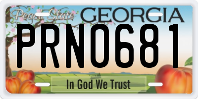 GA license plate PRN0681