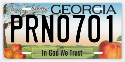 GA license plate PRN0701