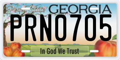 GA license plate PRN0705