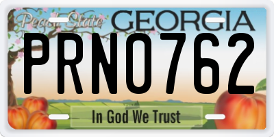 GA license plate PRN0762