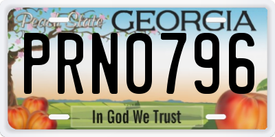 GA license plate PRN0796