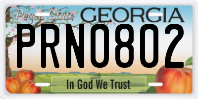 GA license plate PRN0802