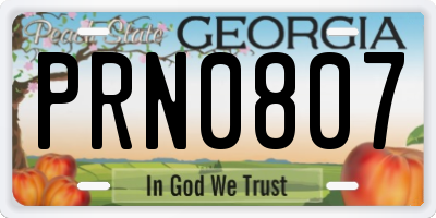 GA license plate PRN0807