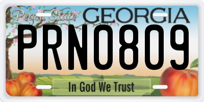 GA license plate PRN0809