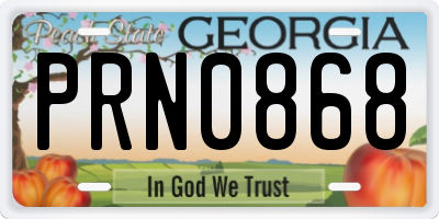 GA license plate PRN0868
