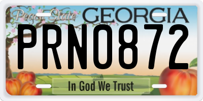 GA license plate PRN0872