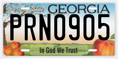 GA license plate PRN0905