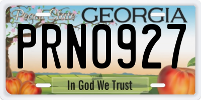 GA license plate PRN0927