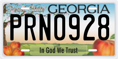 GA license plate PRN0928