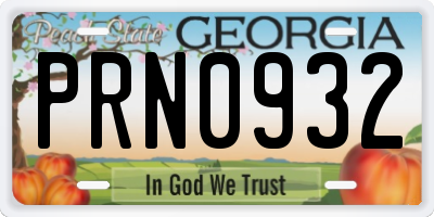 GA license plate PRN0932