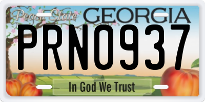 GA license plate PRN0937