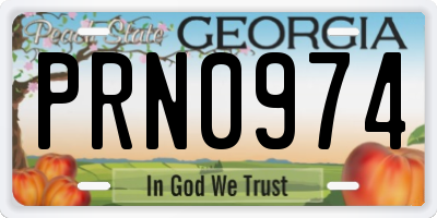 GA license plate PRN0974