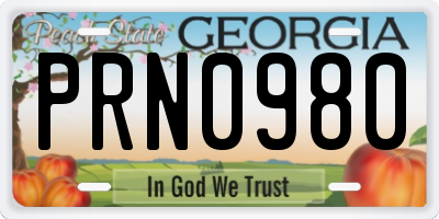 GA license plate PRN0980