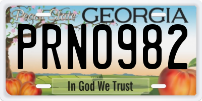 GA license plate PRN0982