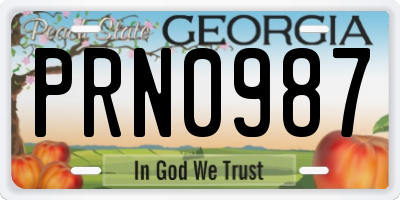 GA license plate PRN0987
