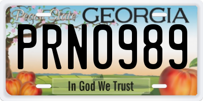 GA license plate PRN0989
