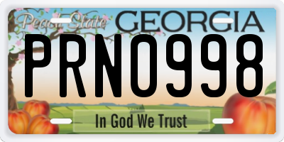 GA license plate PRN0998