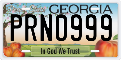 GA license plate PRN0999