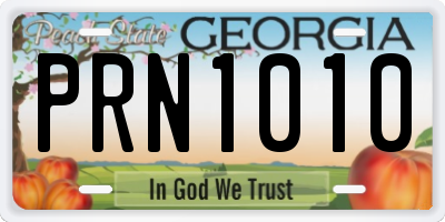 GA license plate PRN1010