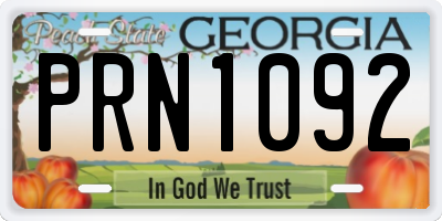 GA license plate PRN1092