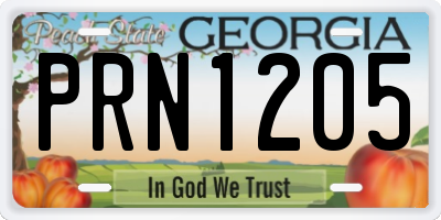 GA license plate PRN1205