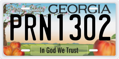 GA license plate PRN1302