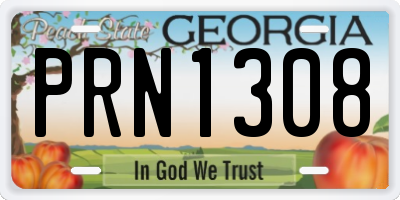 GA license plate PRN1308