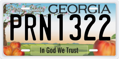 GA license plate PRN1322