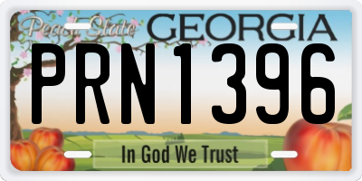 GA license plate PRN1396