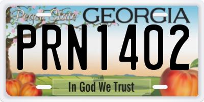GA license plate PRN1402