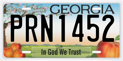 GA license plate PRN1452