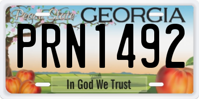 GA license plate PRN1492