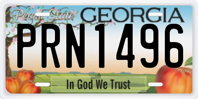 GA license plate PRN1496