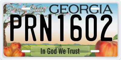 GA license plate PRN1602