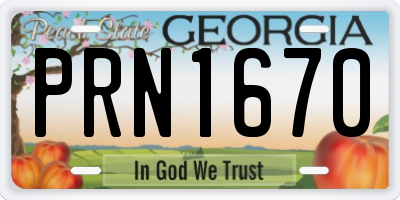GA license plate PRN1670