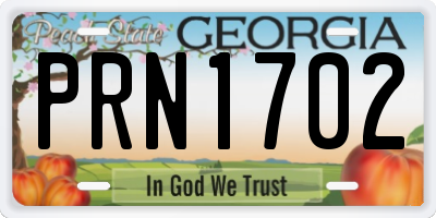 GA license plate PRN1702