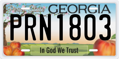 GA license plate PRN1803
