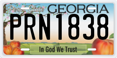 GA license plate PRN1838