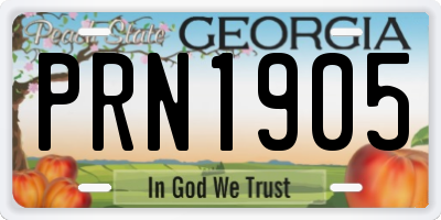 GA license plate PRN1905