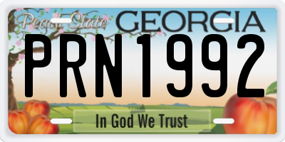GA license plate PRN1992