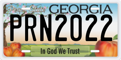 GA license plate PRN2022