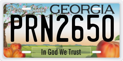 GA license plate PRN2650