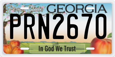 GA license plate PRN2670