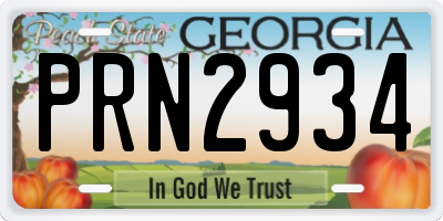 GA license plate PRN2934